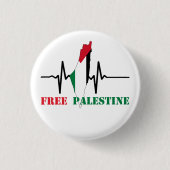 Heartbeat of Palestine Free Palestine Map stoppte Button (Vorderseite)