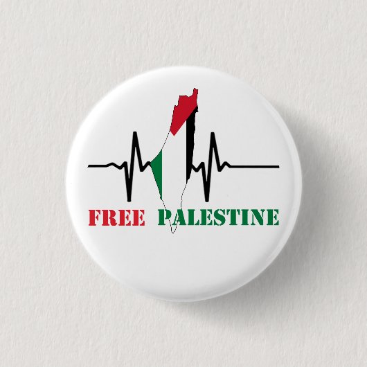 Heartbeat of Palestine Free Palestine Map stoppte Button (Vorderseite)