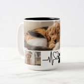 Heartbeat Paw Print Pet Photo Mug Zweifarbige Tasse (Vorderseite Links)