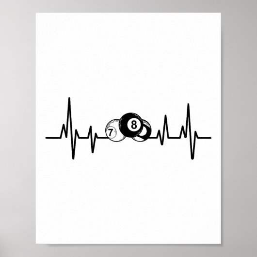 Heartbeat Rack Pool Billiard Player Billiard Cue Poster (Vorne)