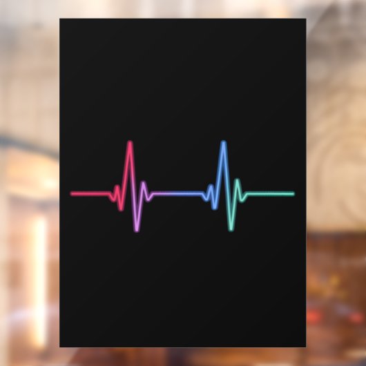 Heartbeat Rainbow Pride LGBTQ Alleinstehend Fensteraufkleber (Blatt 2)