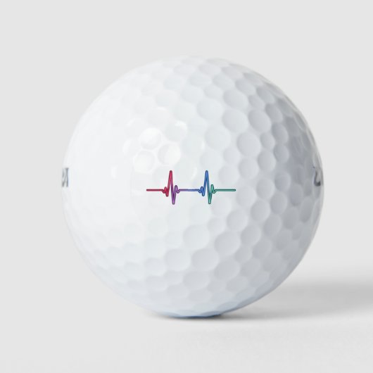 Heartbeat Rainbow Pride LGBTQ Alleinstehend Golfball (Vorderseite)