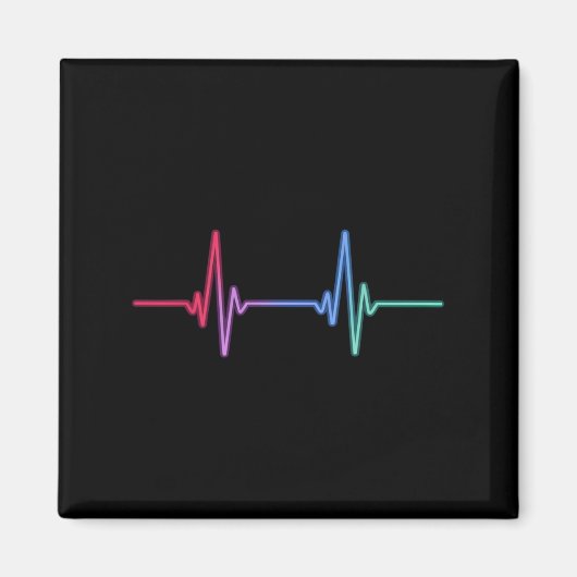 Heartbeat Rainbow Pride LGBTQ Alleinstehend Magnet (Vorne)