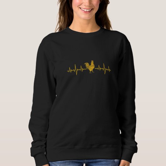 Heartbeat Rooster Chicken Hen Sweatshirt (Vorderseite)