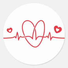 Heartbeat Runder Aufkleber