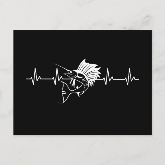 Heartbeat Schwertfisch Schwarz-weiß Postkarte (Vorderseite)