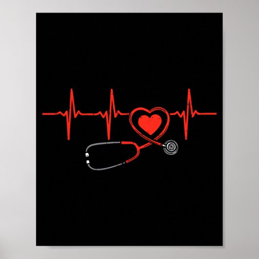 Heartbeat Scrub Valentine Nurse Valentines Day Rn Poster (Vorne)