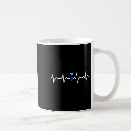 Heartbeat Semicolon Gift Suicide Prevention Awaren Kaffeetasse (Rechts)