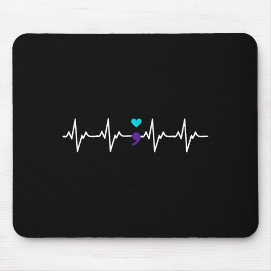 Heartbeat Semicolon Gift Suicide Prevention Awaren Mousepad (Vorne)