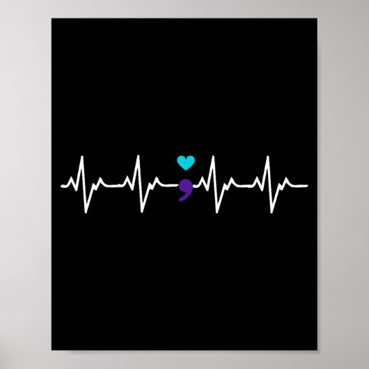 Heartbeat Semicolon Gift Suicide Prevention Awaren Poster (Vorne)