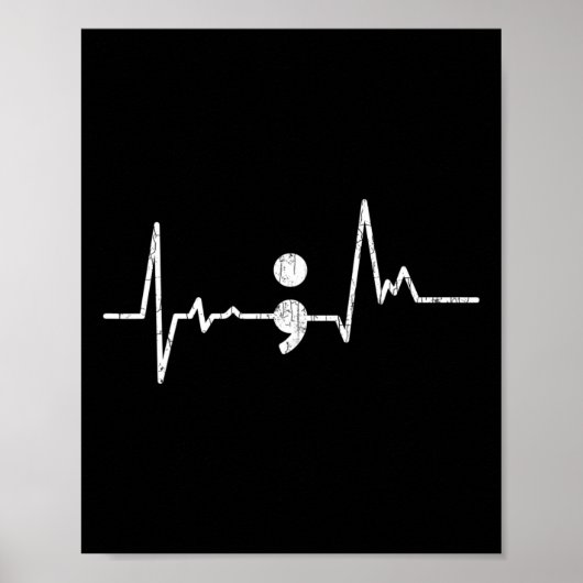 Heartbeat Semicolon Suicide Prevention Awareness G Poster (Vorne)