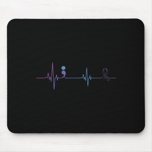 Heartbeat Semicolon Suicide Prevention Awareness Mousepad (Vorne)