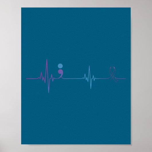 Heartbeat Semicolon Suicide Prevention Awareness  Poster (Vorne)