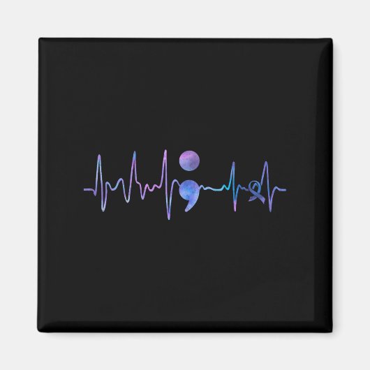 Heartbeat Semicolon Suizidprävention Bewusstsein Magnet (Vorne)