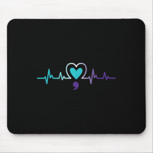 Heartbeat Semikolon Suizidprävention Psychische Ge Mousepad