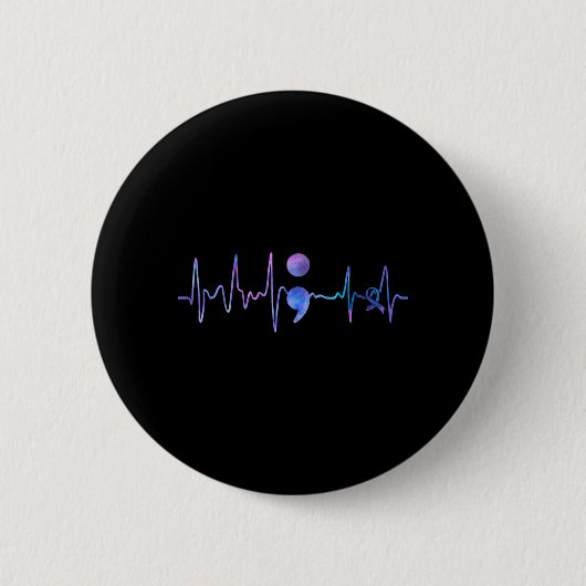 Heartbeat Semikolon Suizidpräventionsbewusstsein Button (Vorderseite)