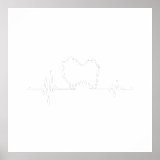 Heartbeat Spitz Spitz Dog Owner Geschenk EKG Puls Poster (Vorne)
