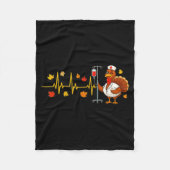 Heartbeat Turkey Funny Nurse Thanksgiving Fall Des Fleecedecke (Vorderseite)