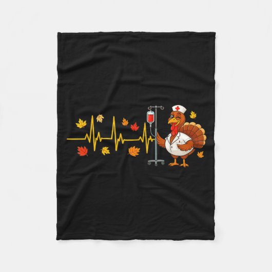 Heartbeat Turkey Funny Nurse Thanksgiving Fall Des Fleecedecke (Vorderseite)