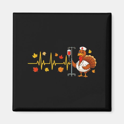 Heartbeat Turkey Funny Nurse Thanksgiving Fall Des Magnet (Vorne)