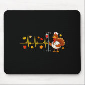 Heartbeat Turkey Funny Nurse Thanksgiving Fall Des Mousepad (Vorne)