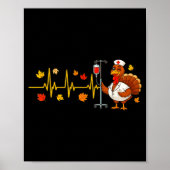 Heartbeat Turkey Funny Nurse Thanksgiving Fall Des Poster (Vorne)