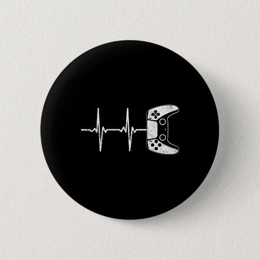 Heartbeat Video Games Gaming Boys Teens Men Button (Vorderseite)