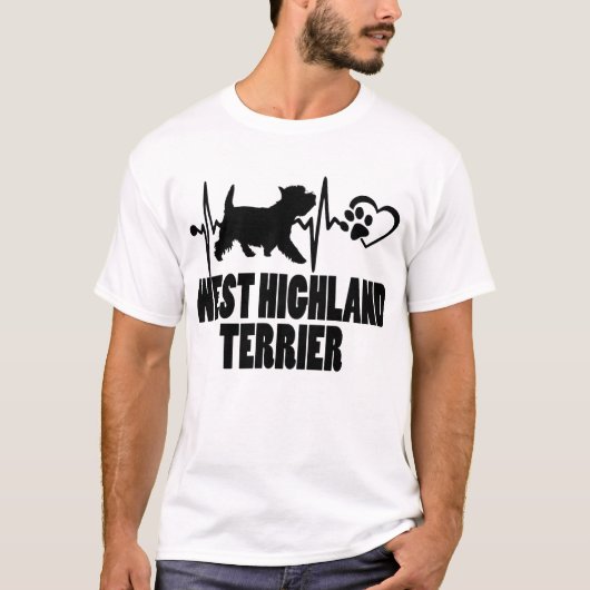 Heartbeat - West Highland Terrier Dog Bester Freun T-Shirt (Vorderseite)