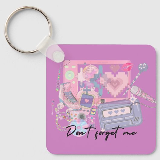 Heartbeats of the 2000s – Pink Nostalgia Keychain Schlüsselanhänger (Vorderseite)