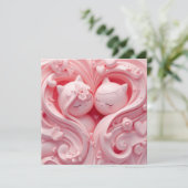Heartbound Cats in Pastel Pink Einladung (Stehend Vorderseite)
