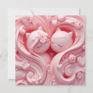 Heartbound Cats in Pastel Pink Einladung