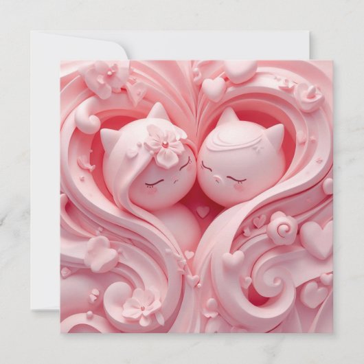 Heartbound Cats in Pastel Pink Einladung (Vorderseite)