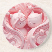 Heartbound Cats in Pastel Pink Getränkeuntersetzer (Vorne)