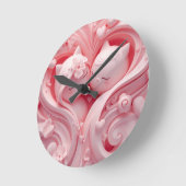 Heartbound Cats in Pastel Pink Runde Wanduhr (Winkel)