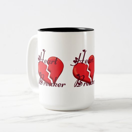 Heartbreaker Funny Valentine Zweifarbige Tasse (Vorderseite Links)