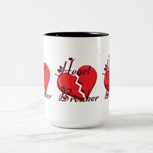 Heartbreaker Funny Valentine Zweifarbige Tasse (Mittel)