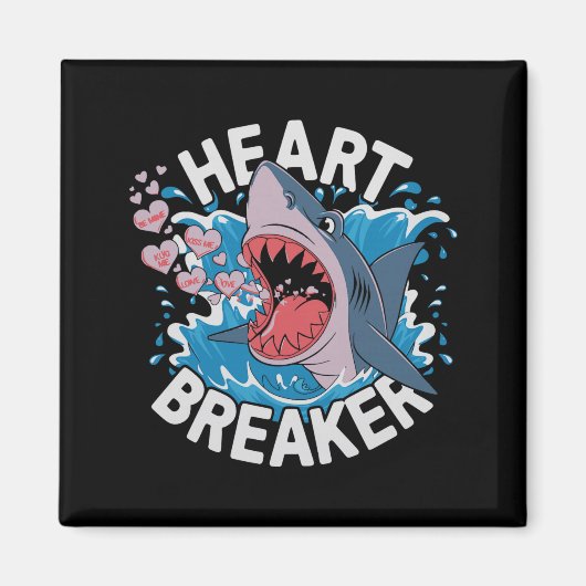 Heartbreaker Shark Cute Funny Love Design For Vale Magnet (Vorne)