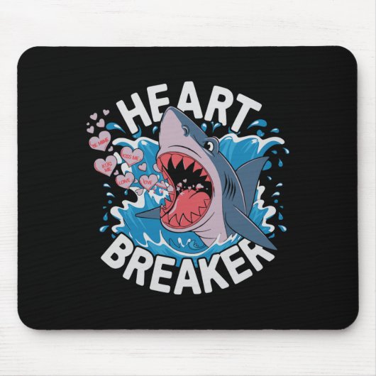 Heartbreaker Shark Cute Funny Love Design For Vale Mousepad (Vorne)