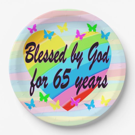 HEARTFELT 65. GEBURTSTAGSPAPIER TELLER (Vorderseite)