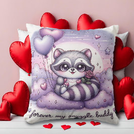 Heartfelt Balloon Raccoon Valentines Kissen
