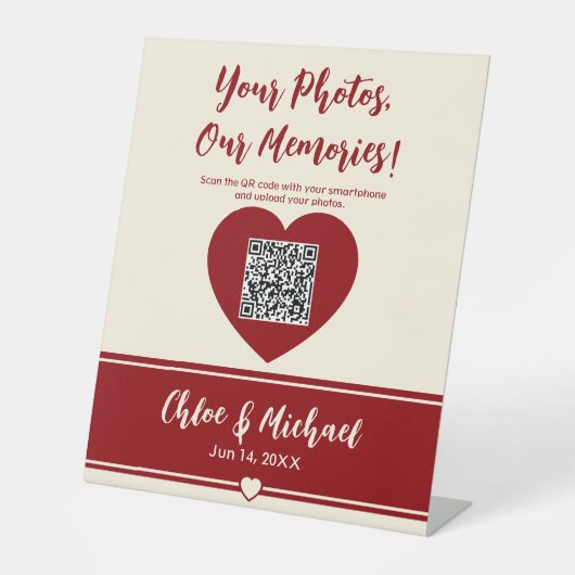 Heartfelt Blooms Hochzeiten Foto Sharing QR Code Sockelschild (Vorderseite)