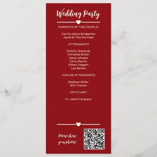 Heartfelt Blooms Hochzeitsprogramm Programm (Rückseite)