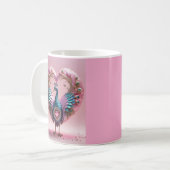 "Heartfelt Elegance: Pink Peacock Tasse" Kaffeetasse (Vorderseite Links)