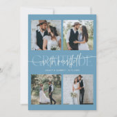Heartfelt Gratitude Wedding Multi Photo Denim Blue Dankeskarte (Vorderseite)
