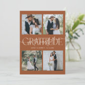 Heartfelt Gratitude Wedding Multi Photo Terracotta Dankeskarte (Stehend Vorderseite)