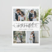 Heartfelt Gratitude Wedding Multi Photo White Dankeskarte (Stehend Vorderseite)