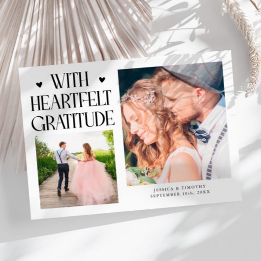 Heartfelt Gratitude White Wedding Multi Photo   Dankeskarte