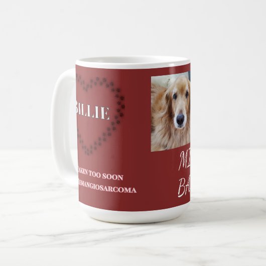 Heartfelt Hemangiosarcoma Tribute Kaffeetasse (Vorderseite Links)