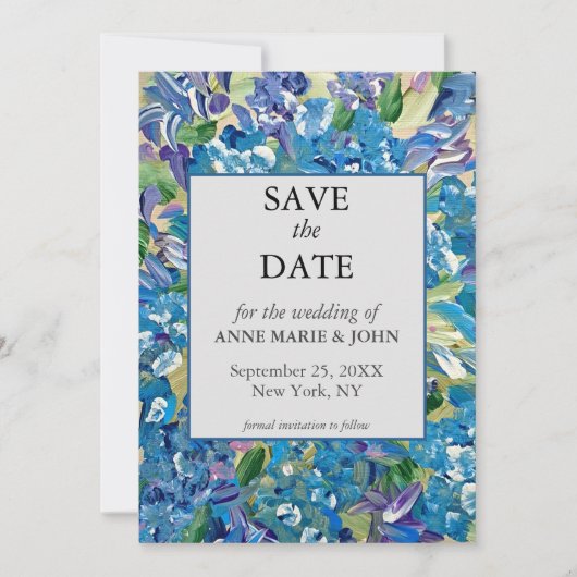 Heartfelt Hydrangea QR Code Hochzeit speichern das Save The Date (Vorderseite)