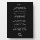 Heartfelt Maid of Honor Thank You Poem Plaque Fotoplatte (Vorderseite)
